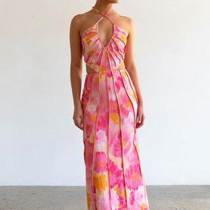 Tallulah Midi Dress - Pink Gerbera